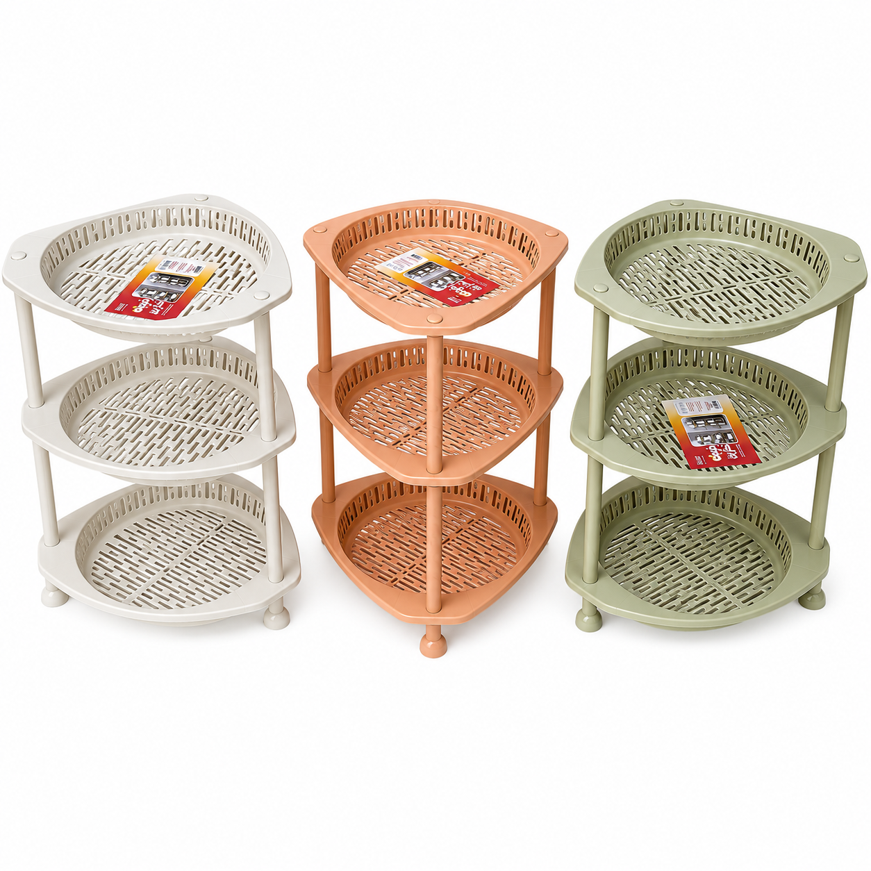 Storage Shelves - 3 Tiers, Three Colors